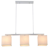 Lampa wisząca z abażurami Boho biała z beżowym tkanym abażurem potrójna