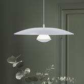 Lampa wisząca LUND 48 cm minimalistyczna – biały klosz talerz - skandynawska lampa do jadalni i salonu LED