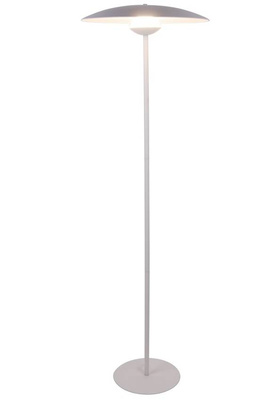 Lampa stojąca LUND w stylu skandynawskim – biały klosz talerz - nowoczesna lampa podłogowa LED
