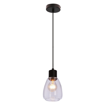 Lampa wisząca Moldo szklana czarna z przezroczystym kloszem do salonu E27 1-płomienna