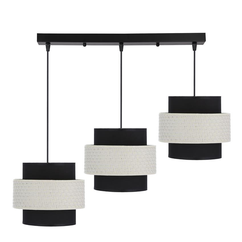 Lampa wisząca z abażurami Benta nowoczesna potrójna do jadalni nad stół czarna