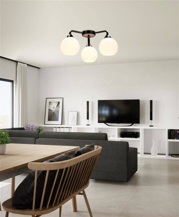 Lampa sufitowa Caldera ze szklanymi kloszami 3-punktowa do kuchni