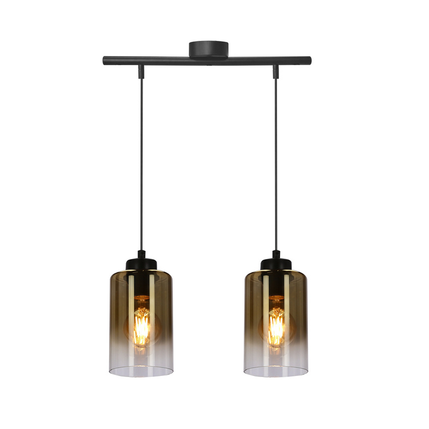 Lampa wisząca Aspra podwójna szklane klosze bursztynowe do kuchni i jadalni