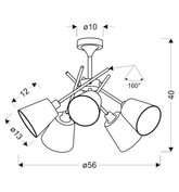 Lampa sufitowa Vox z abażurami regulowana 5-punktowa do salonu