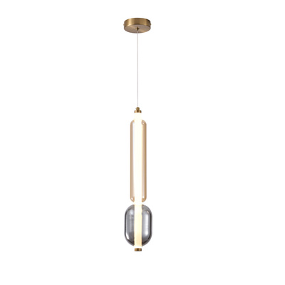 Lampa wisząca Kelly szklana tuba do salonu złota LED 8W 2700K 1 punkt światła
