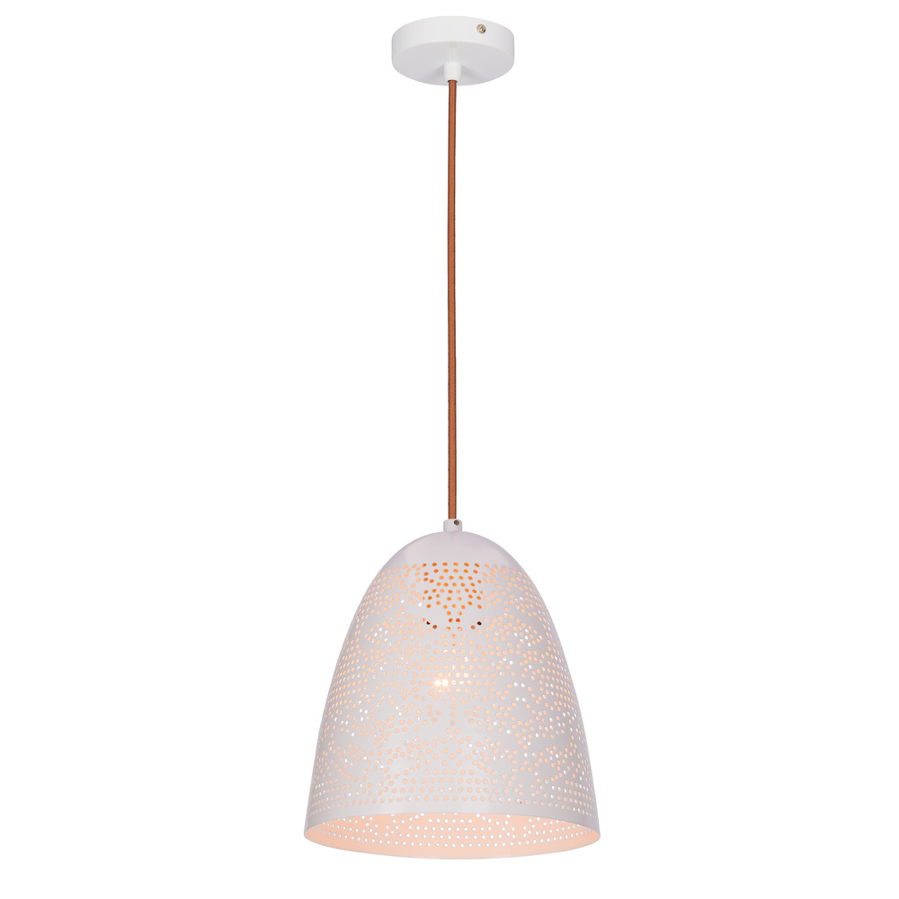 Lampa wisząca Bene metalowa ażurowa biała pojedyncza do salonu E27