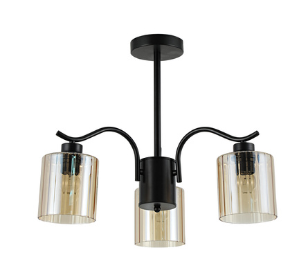 Lampa wisząca Visto potrójna z kloszami szklana czarna do salonu