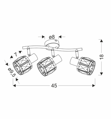 Lampa sufitowa Dubai listwa ze szklanymi kloszami 3-punktowa do salonu