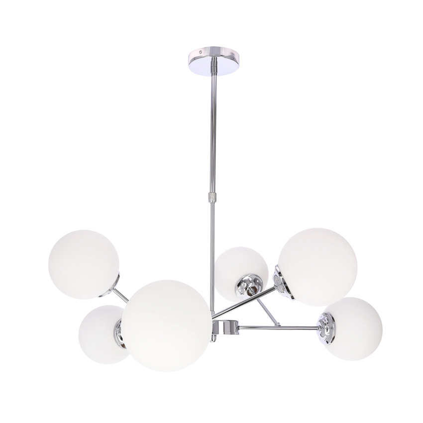 BELWEDER lampa wisząca chromowy 6x40W E14 klosz biały 36-39842