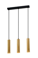 Lampa wisząca tuba Tubo czarna drewniana potrójna regulowana wysokość GU10