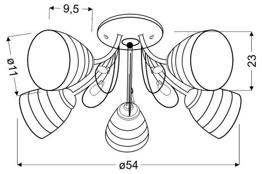 Lampa sufitowa Simpli ze szklanymi kloszami 5-punktowa do salonu