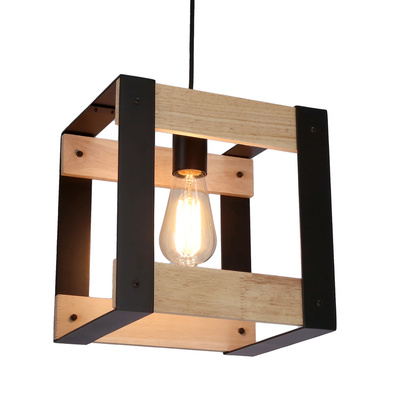 Lampa wisząca Varna czarna drewniana loft do salonu 1xE27 regulowana
