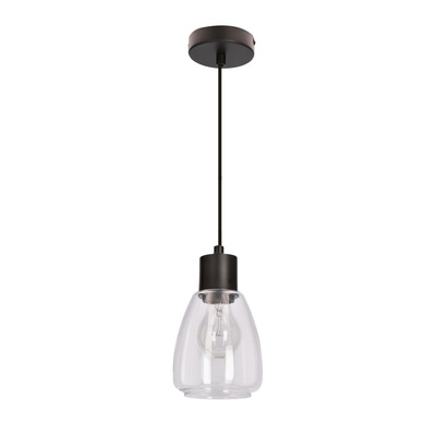 Lampa wisząca Moldo szklana czarna z przezroczystym kloszem do salonu E27 1-płomienna