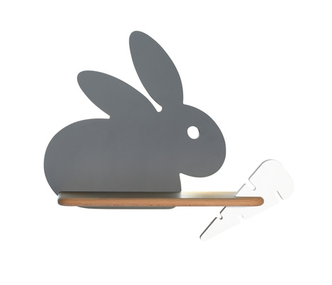 Kinkiet Rabbit IQ Kids do pokoju dziecięcego z półką LED 5W szary biały