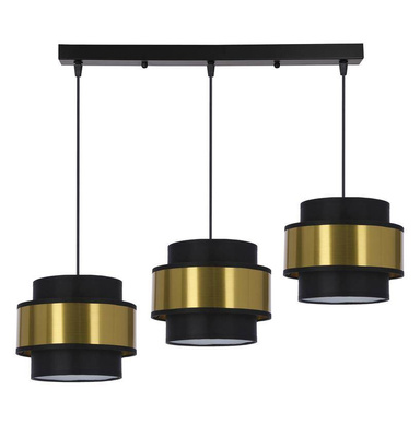 Lampa wisząca z abażurami Prestige czarna potrójna do salonu i jadalni