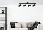 Lampa sufitowa Colly czarna listwa spot regulowana 4-punktowa do salonu