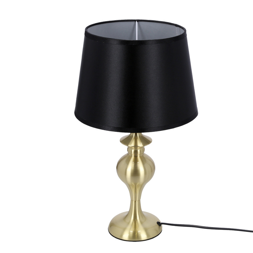Lampka nocna Prima metalowa złota z czarnym abażurem E27