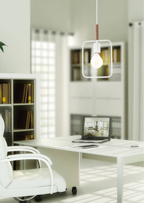 Lampa wisząca Frame biała metalowa pojedyncza do salonu E27 regulowana