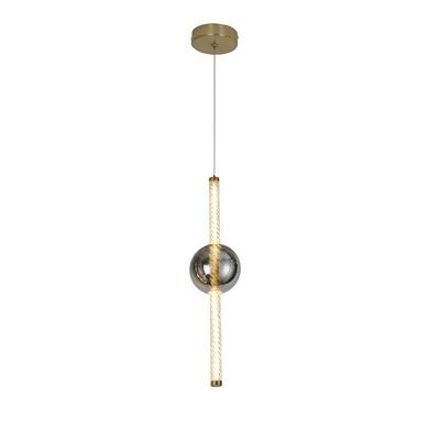 Lampa wisząca Kelly szklana złota z kloszem dymionym LED 8W 2700K do salonu