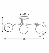 Lampa wisząca Calmo potrójna z kloszami szklana metalowa 3-punktowa