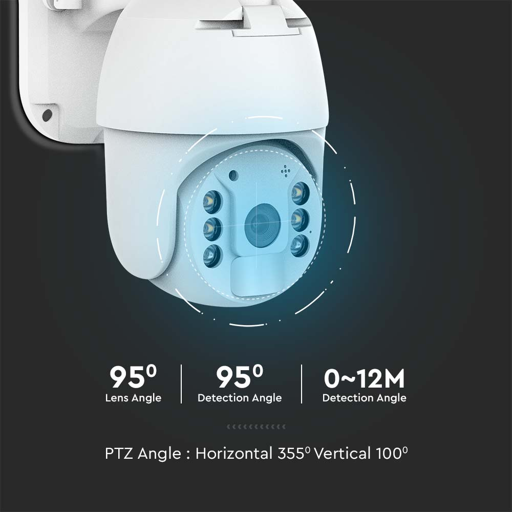 1080P Kamera zewnętrzna SMART z panelem solarnym / Sensor / IP65 / Biała