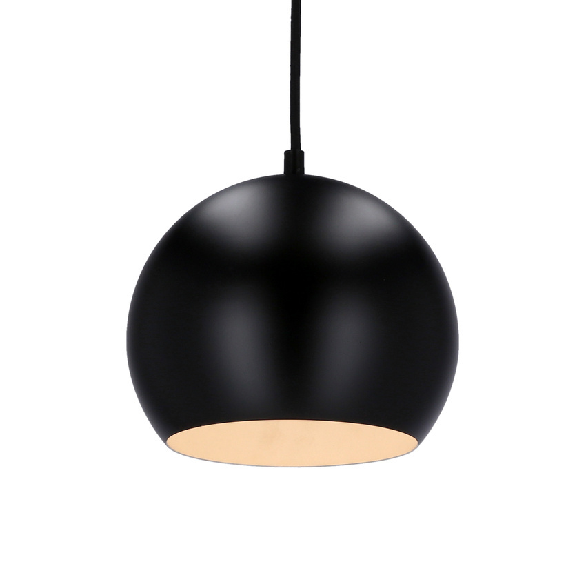 Lampa wisząca Flen czarna kula pojedyncza metalowa E27 do salonu i jadalni