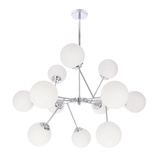 Lampa wisząca Belweder kula do salonu 12-punktowa chromowa z białymi kloszami E14