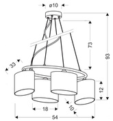 Lampa wisząca chromowa 4x40W abażur z tkaniny Ban Candellux 34-70807