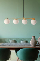 Lampa wisząca Carrine kula drewniana 4-płomienna do jadalni E14 biała