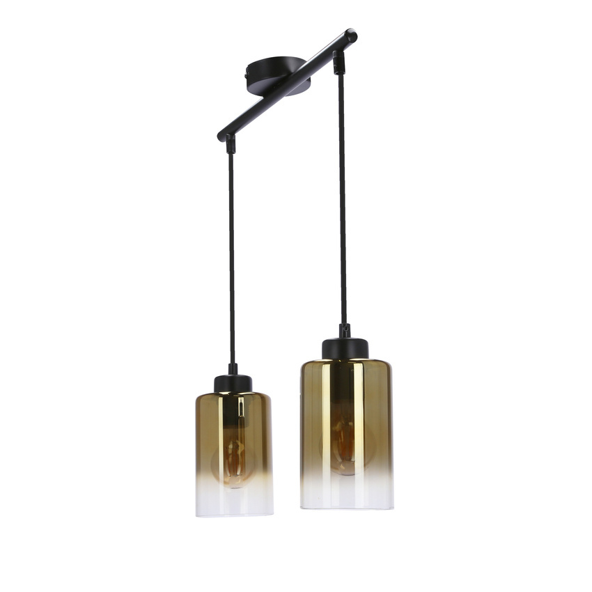 Lampa wisząca Aspra podwójna szklane klosze bursztynowe do kuchni i jadalni