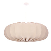 Lampa wisząca CAFEE' skandynawska z abażurem beżowym frappe 66 cm - nowoczesne oświetlenie sufitowe do salonu i jadalni E27