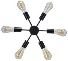 Lampa wisząca Sparta metalowa czarno-srebrna 6-punktowa do salonu E14