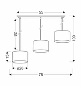 Lampa wisząca z abażurami Pandy czarna potrójna do salonu