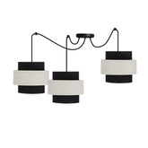 Lampa wisząca z abażurami Benta potrójna czarno‑kremowa do salonu