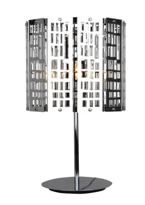 Lampka nocna Zorba metalowa chromowa do salonu lampa stołowa E27
