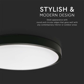 18W Plafon LED z mikrofalowym czujnikiem ruchu / Średnica: 225mm / Barwa:4000K / Klosz: Okrągły mleczny czarna ramka / IP44
