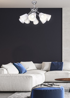 Lampa sufitowa Vox z abażurami regulowana 8-punktowa do salonu