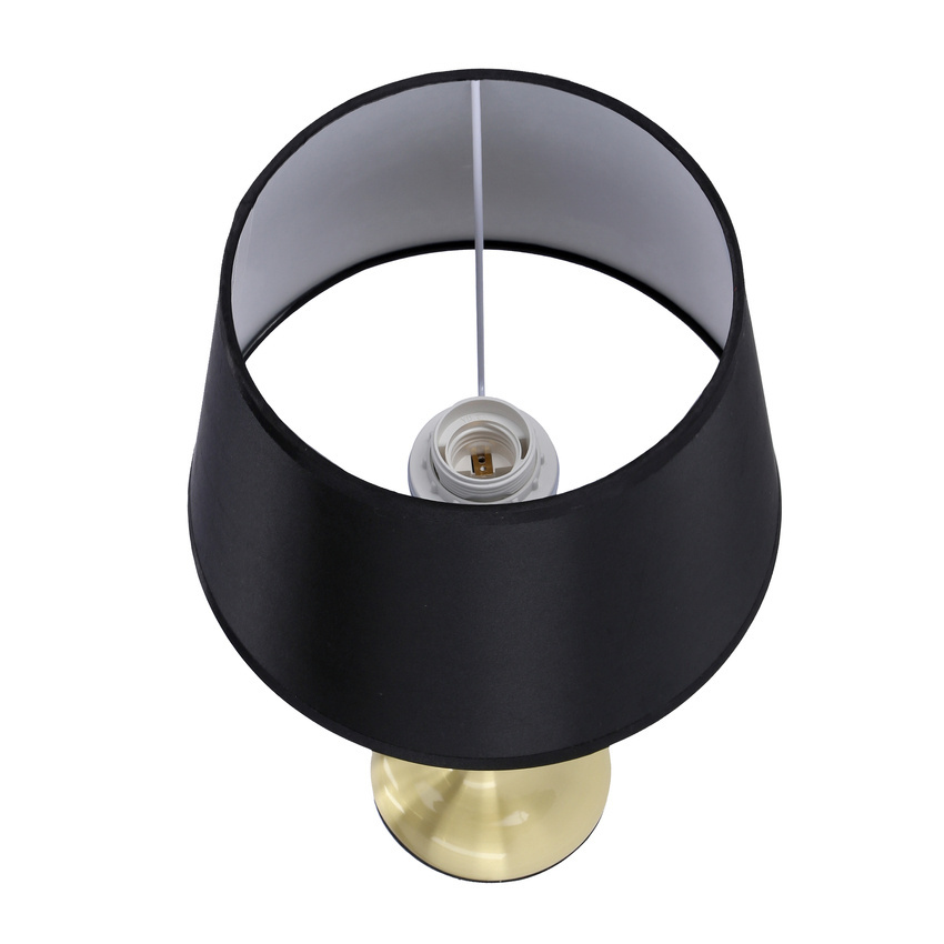 Lampka nocna Prima metalowa złota z czarnym abażurem E27