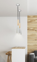 Lampa wisząca Trosa Ledea biała z drewnem pojedyncza do kuchni E27