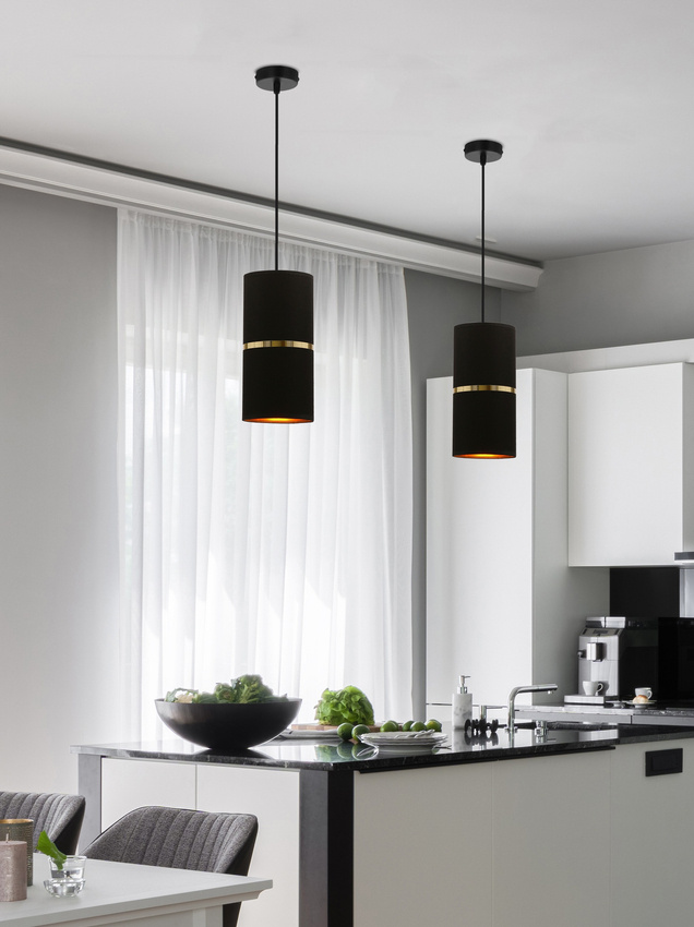Lampa wisząca z abażurem Gina czarna do salonu i jadalni