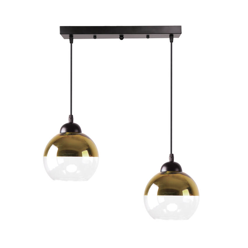 Lampa wisząca Contessa szklane kule podwójna czarno złota do jadalni E27