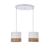 Bianco lampa wisząca biały talerz 2x40w e27 abażur biały+orzechowy
