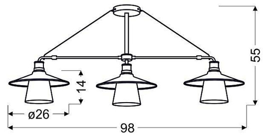 Lampa wisząca Loft czarna matowa potrójna metalowa nad stół E27 Candellux