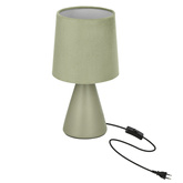 Lampka nocna Satti ceramiczna z abażurem szarozielona E14 klasyczna