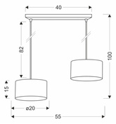 Lampa wisząca z abażurami Pandy czarna podwójna do salonu