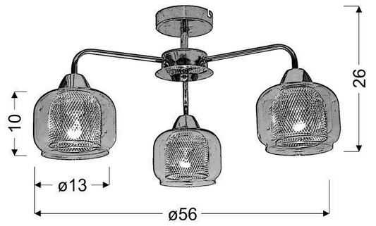 Lampa sufitowa Ray ze szklanymi kloszami 3-punktowa do salonu