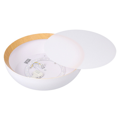 Plafon LED CALABRIA okrągły do kuchni i łazienki 40 cm 4000K biało-drewniany