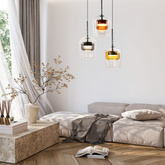 Lampa wisząca Glaxi szklane klosze kolorowe potrójna nad stół 3xGX53