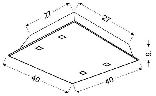 Plafon Arty kwadratowy 40x40 biały z kryształkami E27 do salonu kuchni łazienki