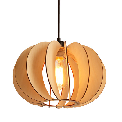 Lampa wisząca Eco kula z abażurem drewnianym do salonu 1xE27 pojedyncza